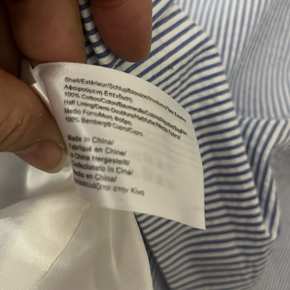 Brooks Brothers 2 seersucker white blu stripes blazer 2 metal white buttons - Picture 14 of 14